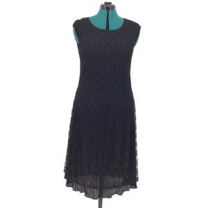 Luna Sleeveless Black Lace Drop Waist Dress, M